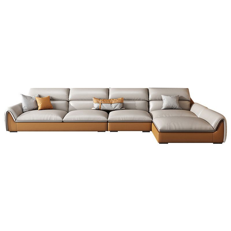 4-seater L-shape Sectional Sofa Leather Stain-resistant Sectional