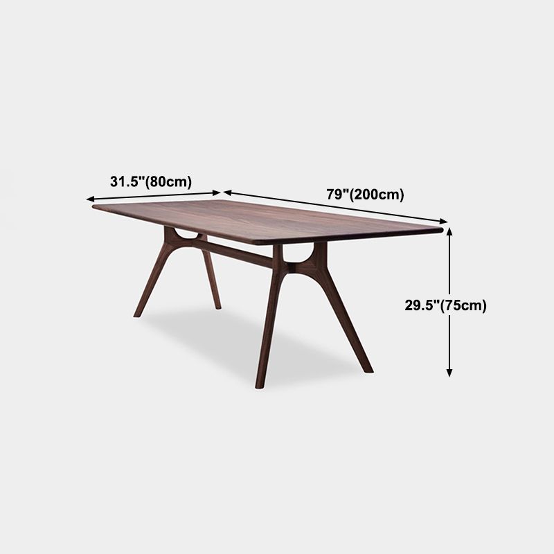 Rectangle Solid Wood Dining Table Industrial Brown Standard Dining Table with Trestle Base
