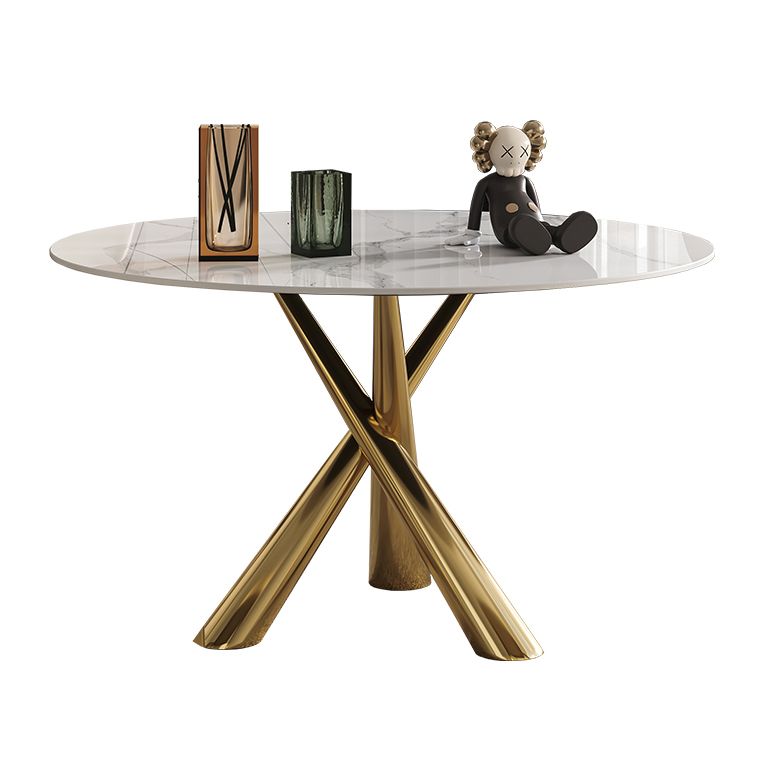 Contemporary Fixed Dining Room Table Set Sintered Stone Top Dining Table Furniture