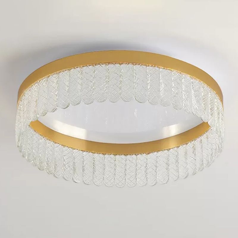 Prismatic Crystal Ring Shaped Flush-Mount Light Eenvoud Gold LED Plafond Fixture voor Slaapkamer