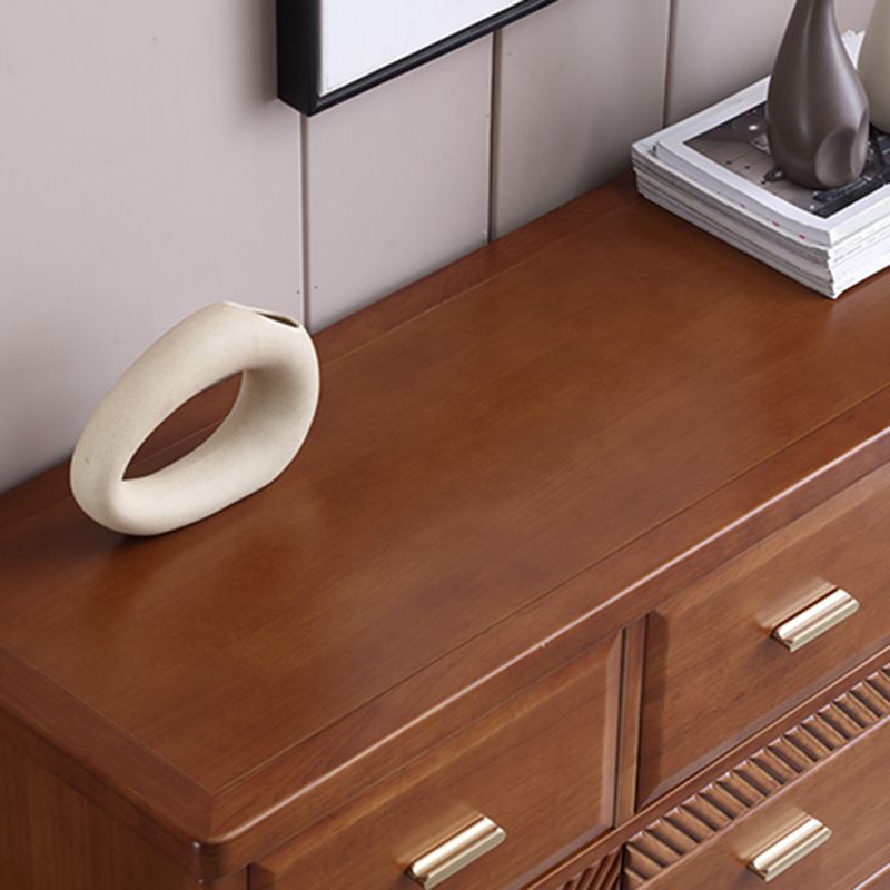 Traditional Rubber Wood Chest Bedroom Horizontal Storage Chest with Drawers