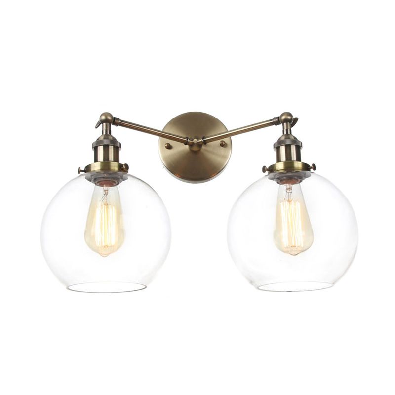 Schwarz/Chrom/Kupfer 2 Lichter Wandmontage Light Bauernhaus Globe Leuchten für Wohnzimmer
