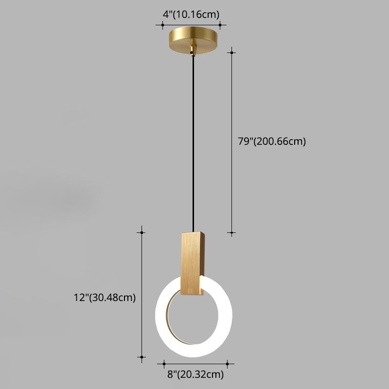 Metal Circle Pendant Light Fixture Modern Style LED Pendant Ceiling Light for Bedroom