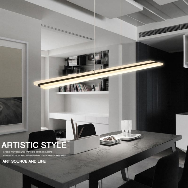 Black Island Lighting Fixtures Modern Style LED Hanging Lamp for Dining Room