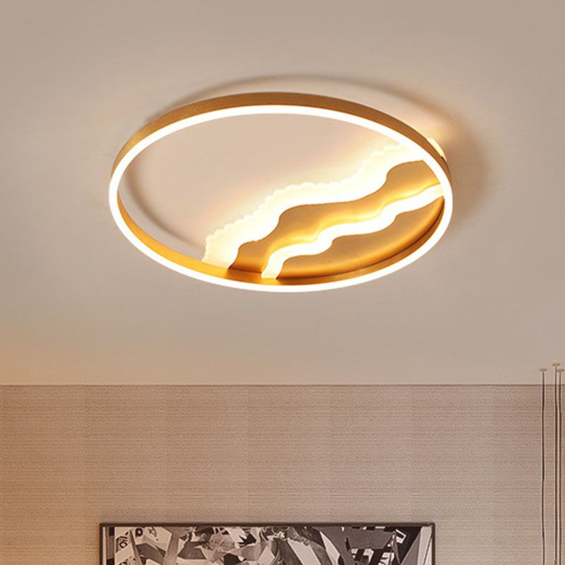 Splicing Circle Flush Mount Lighting Minimalist Metal Gold LED Flush Mount Fixture for Bedroom