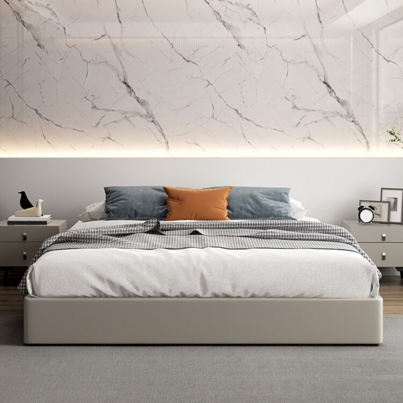 Contemporary Grey 10.23 " Tall Wooden Platform Bed for Bedroom