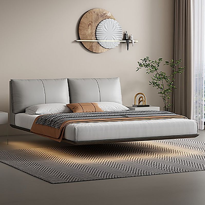 Modern Style Upholstered Headboard/white Grey Leather Suspension Bed