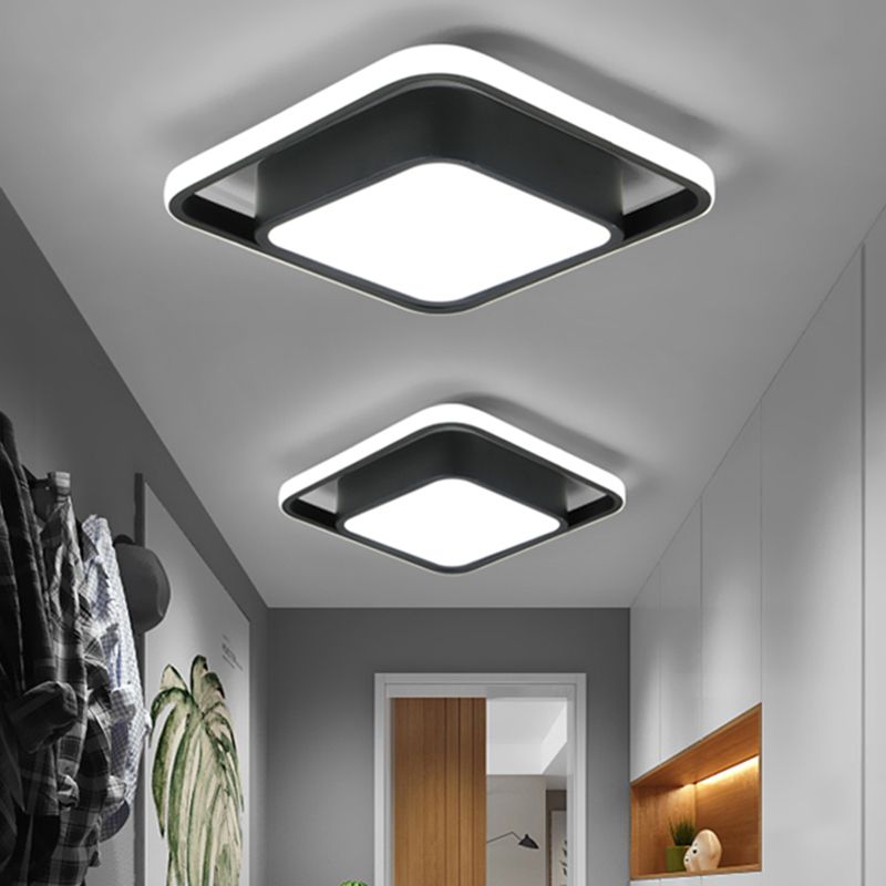 Plafonnier LED noir et blanc avec abat-jour en acrylique, plafonnier moderne