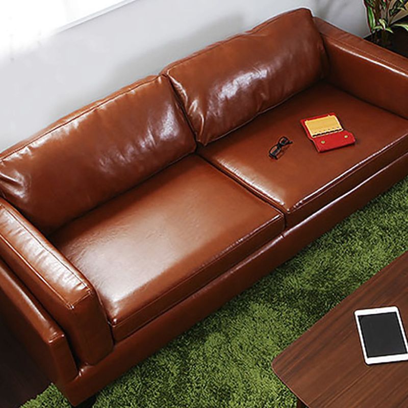 Faux Leather Sofa Modern 25.98" H Cushions Couch in Black/Brown