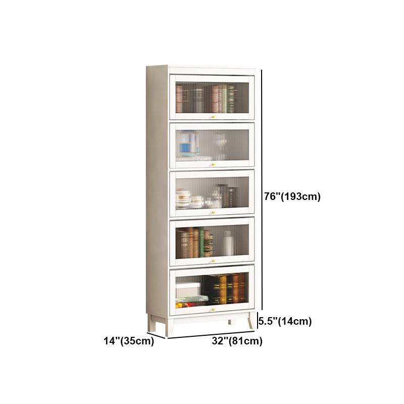 Urban Vertical Standard Bookcase White Manufactured Wood Bookshelf with Glass Doors