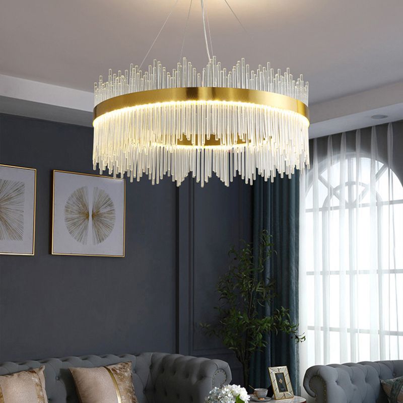 Crystal Sticks Pendant Lighting Minimalist Gold LED Island Lighting Fixture for Dinner