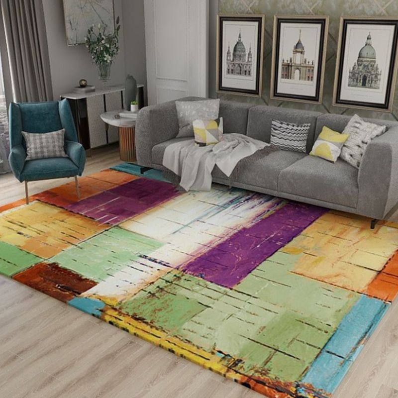 Blue Modern Carpet Polyester Graphic Carpet Washable Carpet for Home Decoration