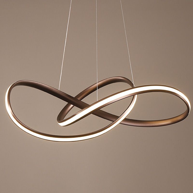 Seamless Curve Ceiling Pendant Light Simple Style Metal Dining Room LED Chandelier