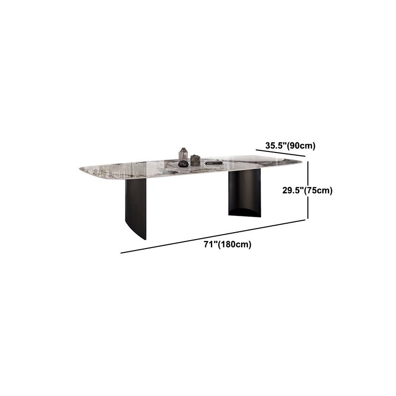 Modern Metal Base Dining Table Stone Rectangle Dining Table for Home