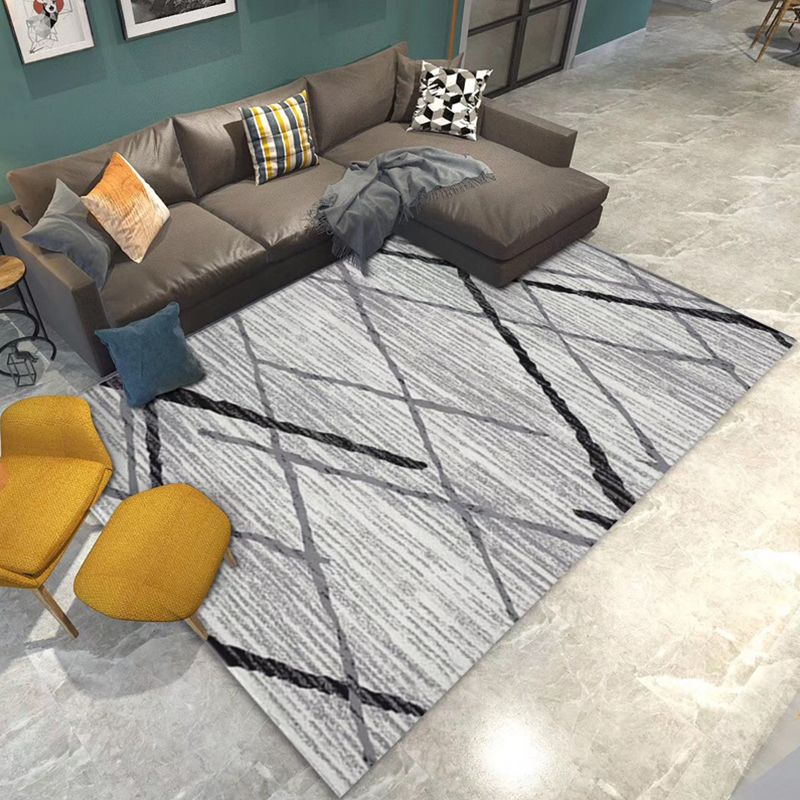 Fashion Modernism Rug Multi Colored Geometric Rug Stain Resistant Machine Wash Anti-Slip Backing Rug for Family Room