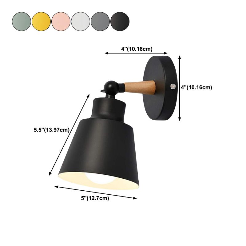 Contemporary Wood Wall Light Flush Mount Macaron Lighting for Living Room