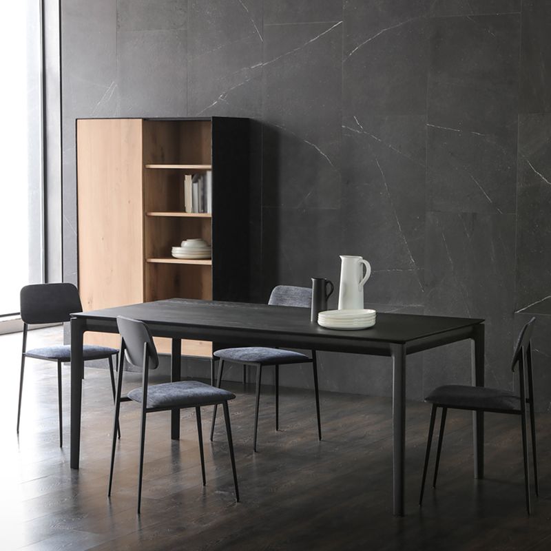 Tavolo da pranzo in legno massiccio nero moderno tavolo da pranzo cucina rettangolo con 4 gambe