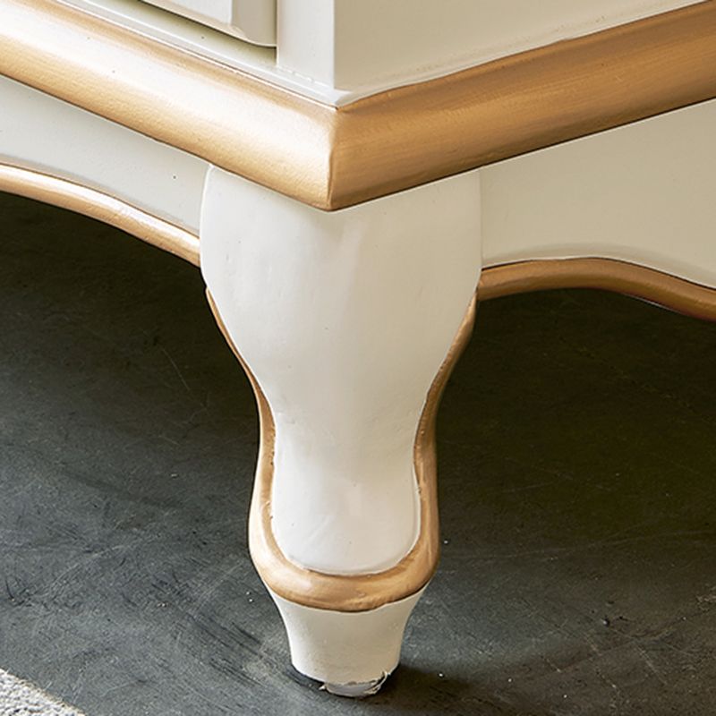 White French Country Wood Storage Chest with Drawers for Home