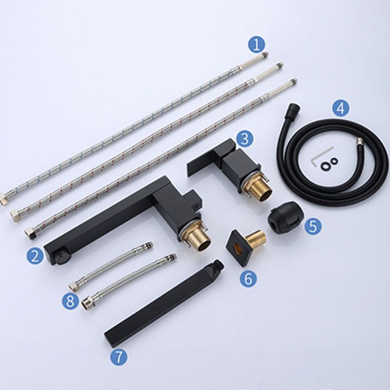 Modern Tub Filler Trim Copper with Hand Shower Deck-Mount Roman Tub Set