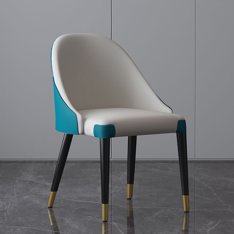 Sillas laterales de comedor con respaldo sólido sin brazos de diseño contemporáneo Sillas de comedor de cuero