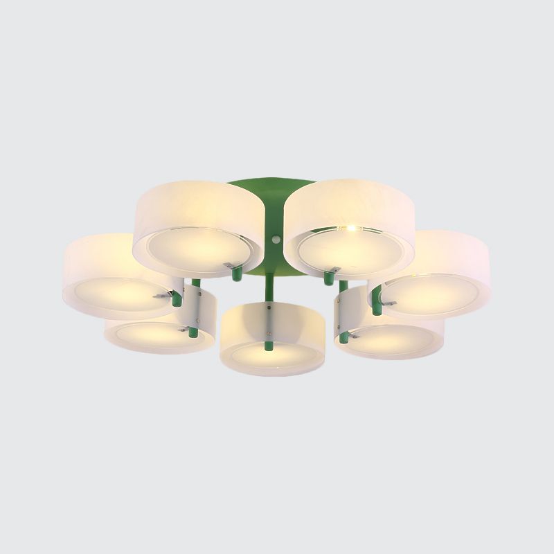 Witte Drum semi-inbouw plafondlamp Macaron Loft melkglazen plafondarmatuur voor studeerkamer