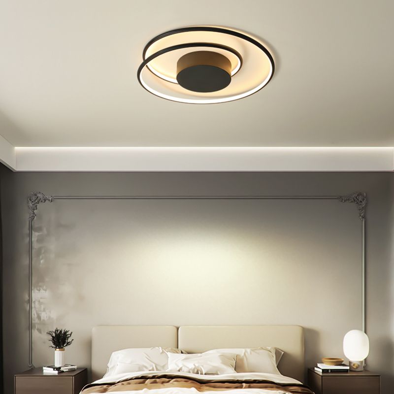 Line Shape LED Ceiling Lamp Modern Aluminium 1 Light Flush Mount for Study Bedroom