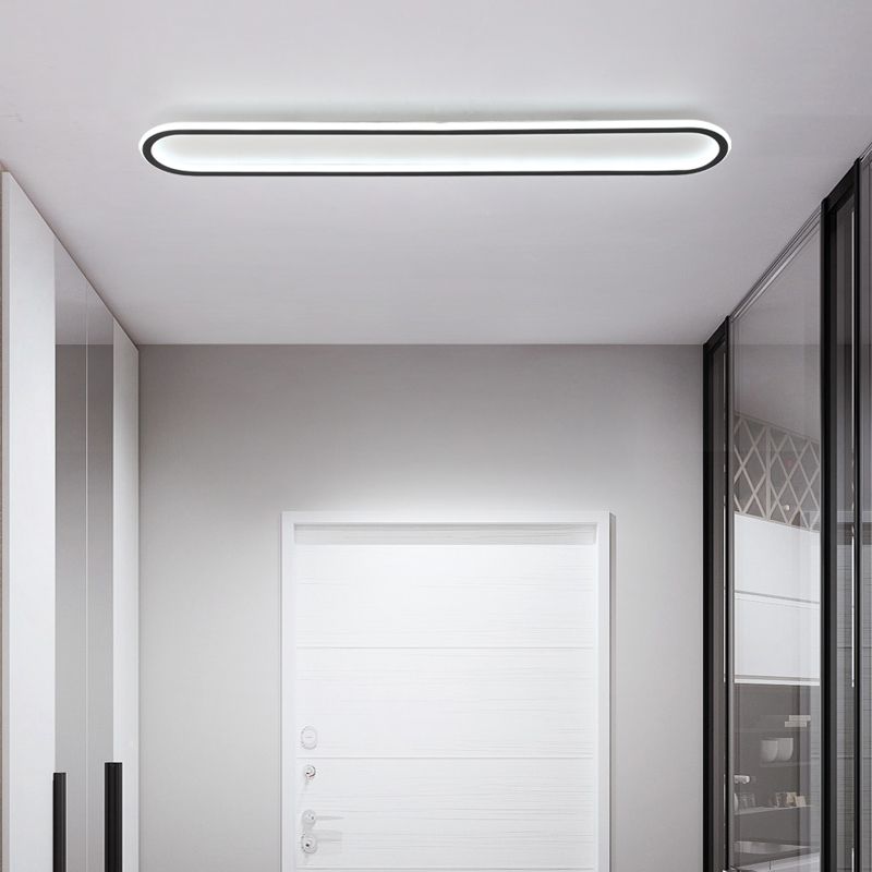 Lámpara de techo Led oblonga acrílica, montaje empotrado, minimalismo, acabado negro, montaje empotrado para pasillo