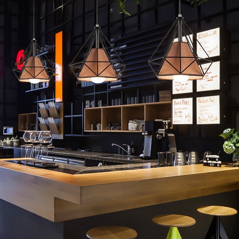 1 pendentif en diamant léger pendentif de plafond en métal industriel avec cordon suspendu pour restaurant