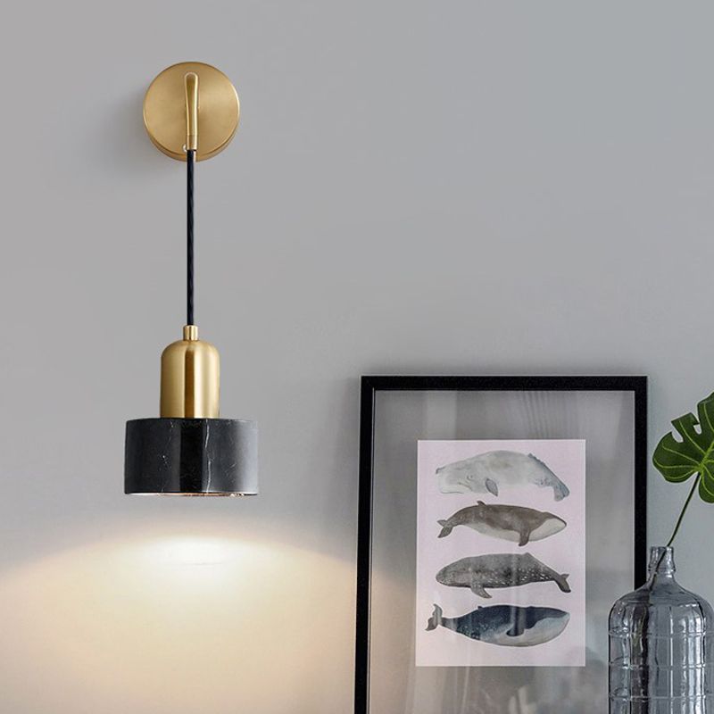 Modern Metal Wall Light Gold 6" Wide Wall Sconce with Marble for Bedroom