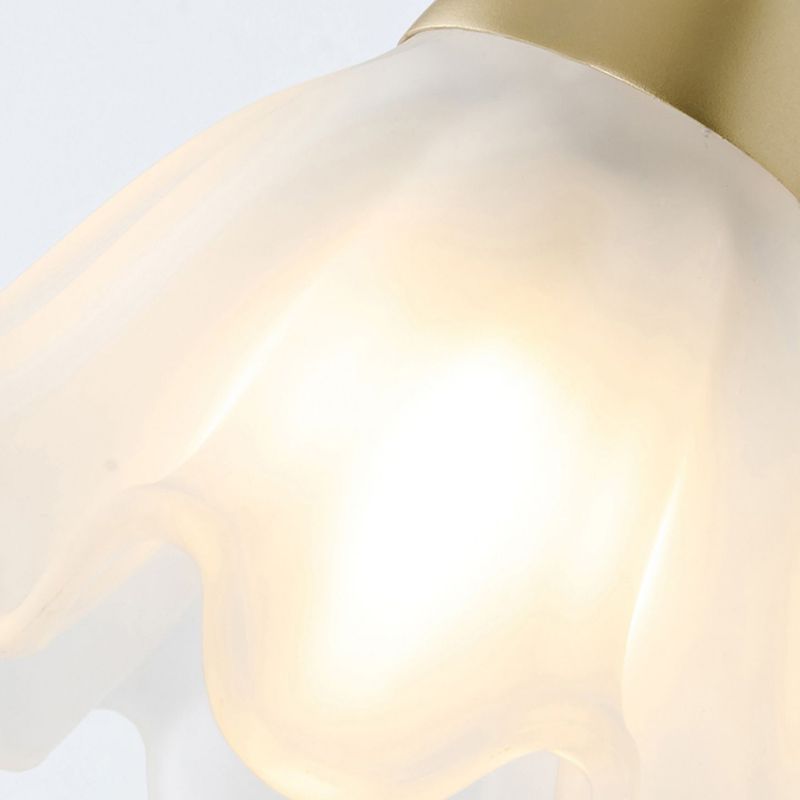 Flower Shape Glass Wall Sconces Modern 1 Light Wall Mount Light Fixture in Gold