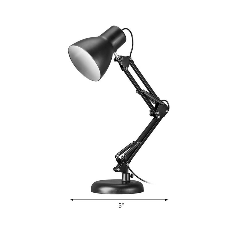 Black 1 Light Task Lighting Industrial Stylish Metal Conic Shade Adjustable Desk Light in Black for Office