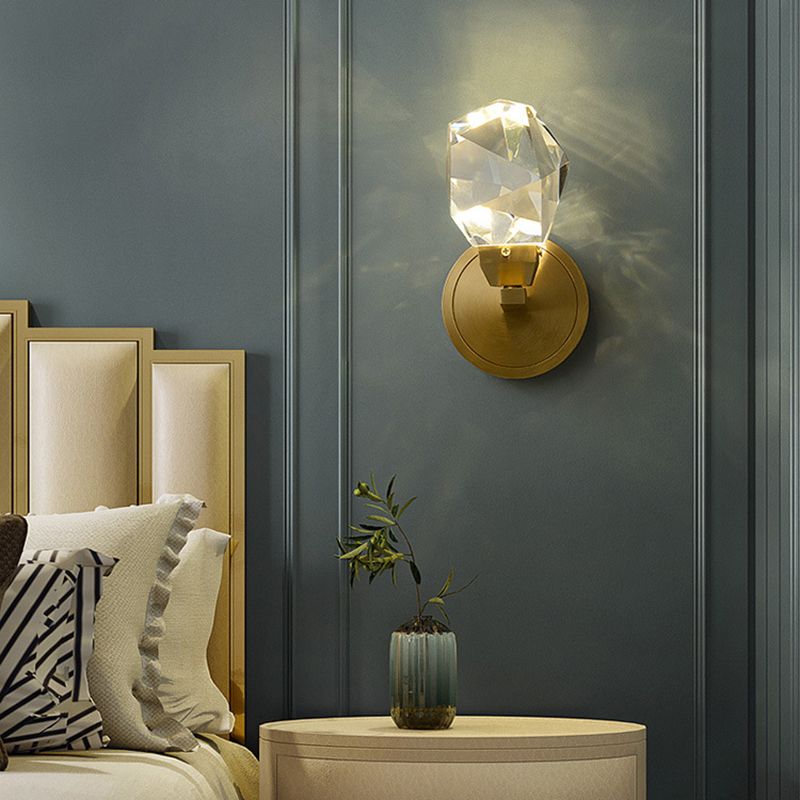 Golden Metallic Lighting Post Modern Crystal Wall Light for Living Room