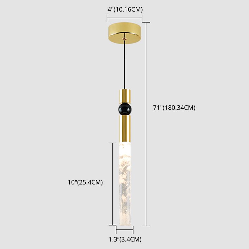 Tubular Crystal Drop Lamp Minimalist 1-Light LED Pendant Light Fixture for Restaurant