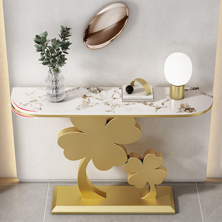 Glam Half Moon Console Table Scratch Resistant Accent Table for Hall