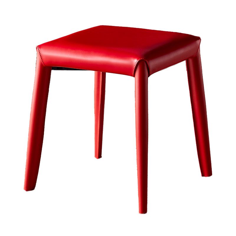 Glam Ottoman Faux Leather Stain Resistant Solid Color Square Ottoman with Metal Legs