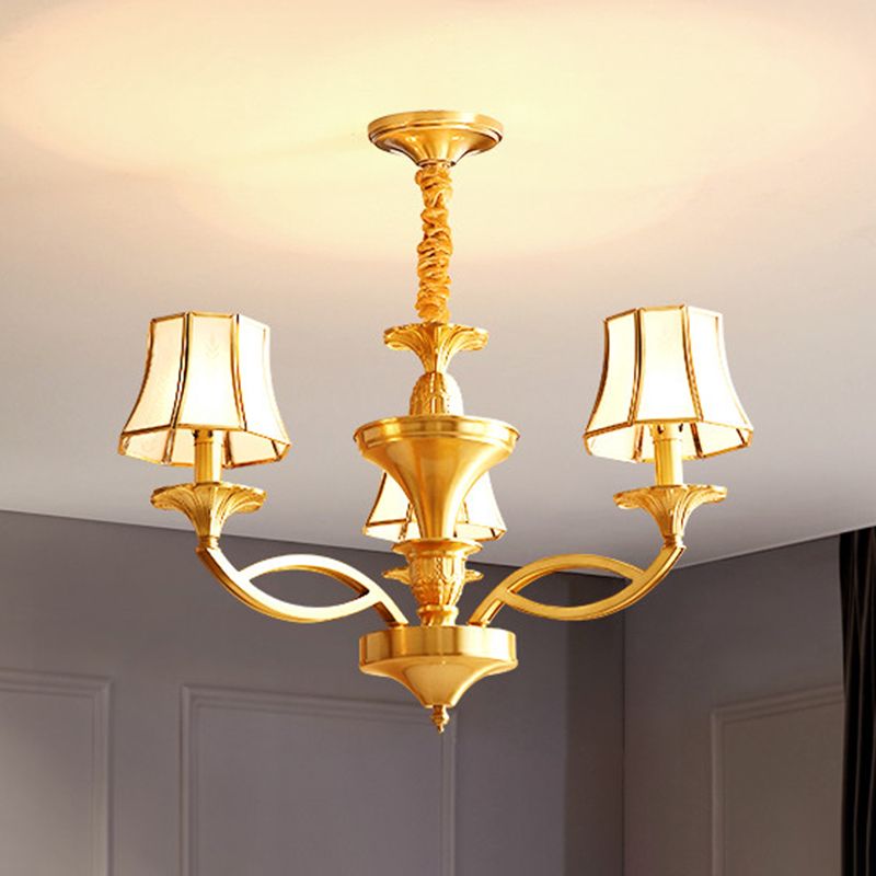 Multi-Head Chandelier Light Traditional Barrel Pendant Lamp with White Glass Shade