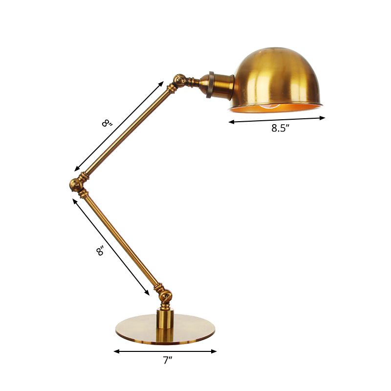 Lampe à ombre de bol doré industriel élégant 4 "/8,5" W 1 Éclairage de table en métal léger avec bras réglable