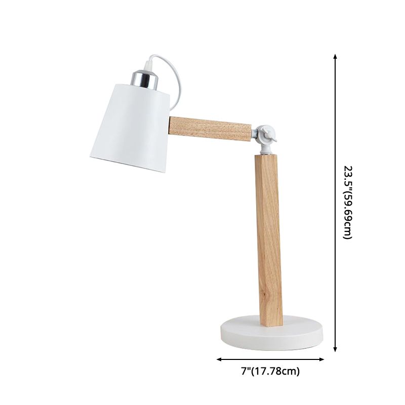 Nordic Tapered Shade Study Lamp Metal 1 Bulb Bedroom Table Light with Swing Arm