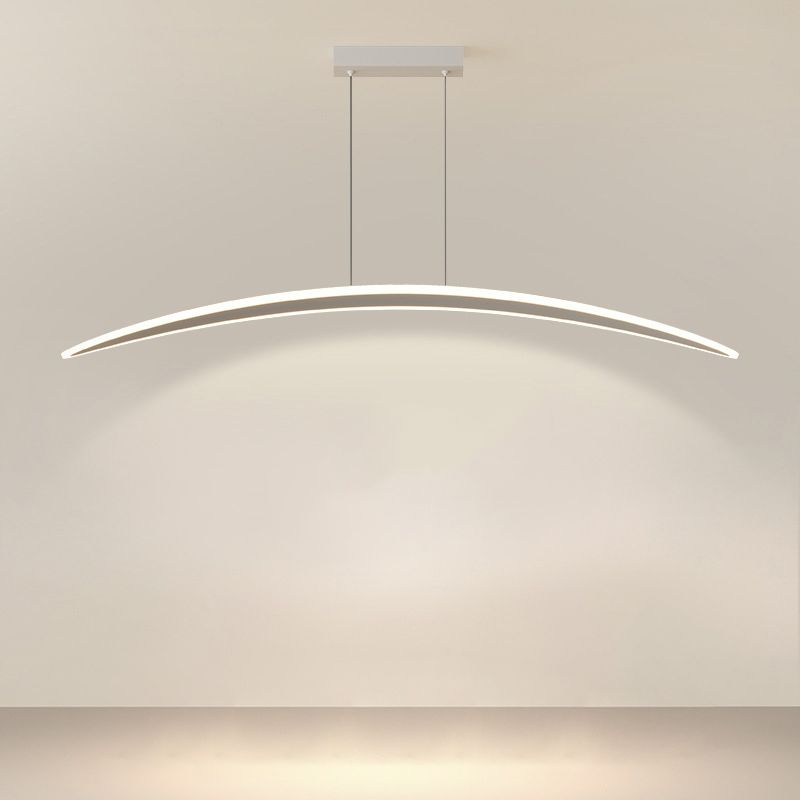 Simple Curved Hanging Island Light Metal LED Dining Room Island Ceiling Light