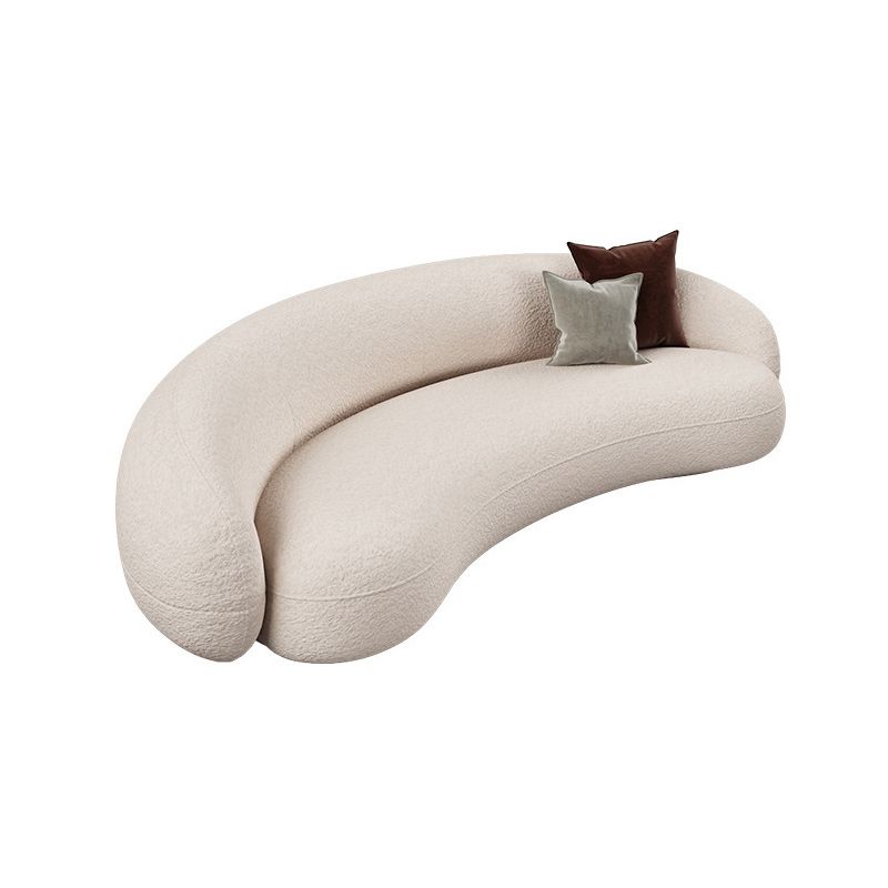 Contemporary White Wool Slope Arm Curved Sofa for Living Room