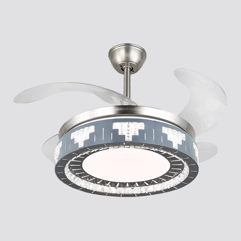Crystal Crystal Crystal Round Pendant Light Modernity Modernity LED Silver Semi Mount Éclairage, 19 "de large