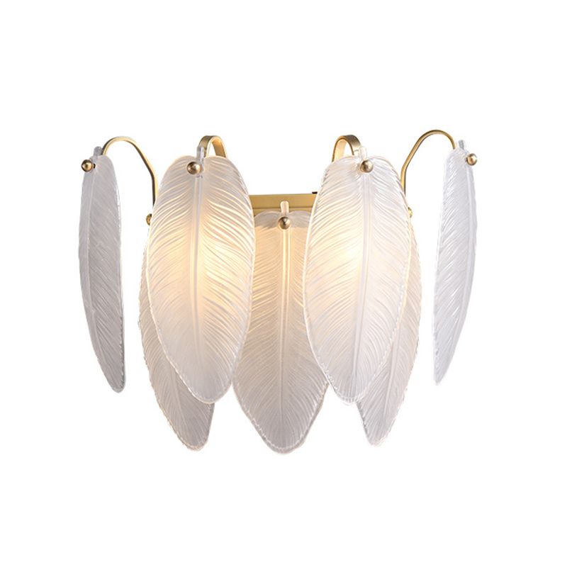 Solid Brass and Glass 2 - Light Wall Sconce in Gold Finish Modern Wall Light