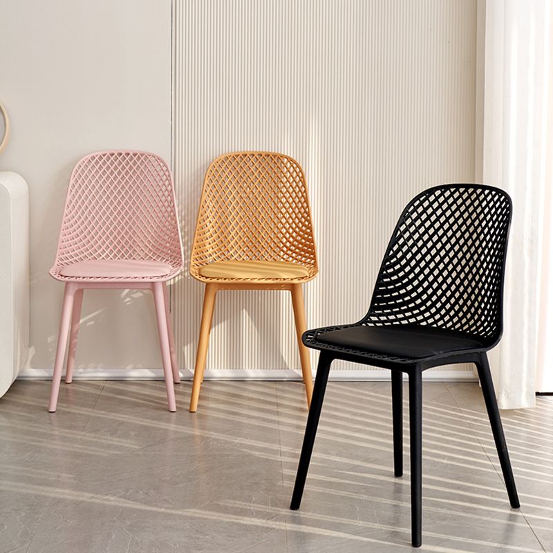 Contemporary Style Dining Chairs Armless Chairs with Plastic Legs for Home