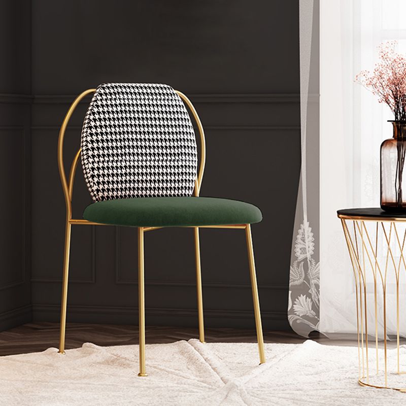 Fabric Dining Side Chair Nordic Style Solid Back Armless Dining Chair