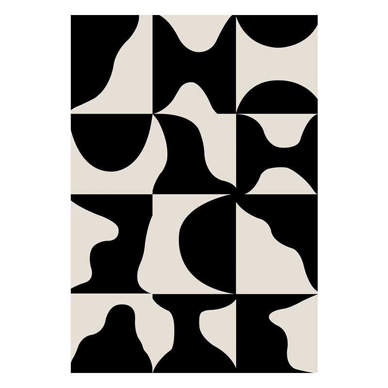 Minimalist Carpet Unique Contrast Panel Area Rug Polyester Stain Resistant Carpet for Living Room