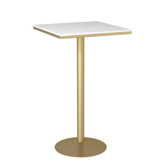 Glam Style Bar Table Artificial Marble Top Bistro Table with Gold Pedestal