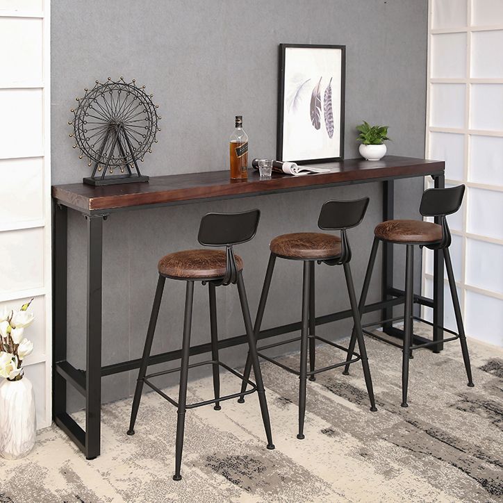 1/4/7 Pieces Industrial Rectangular Pub Table Set Wooden Counter Table with High Stools