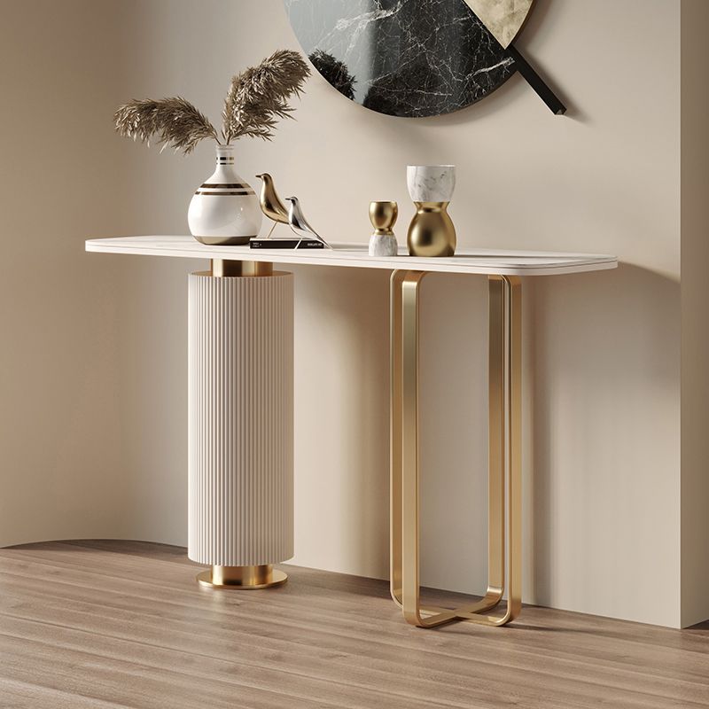 33.46" H Console Table with Rectanglel Shaped Top, Accent Table with Metal Base