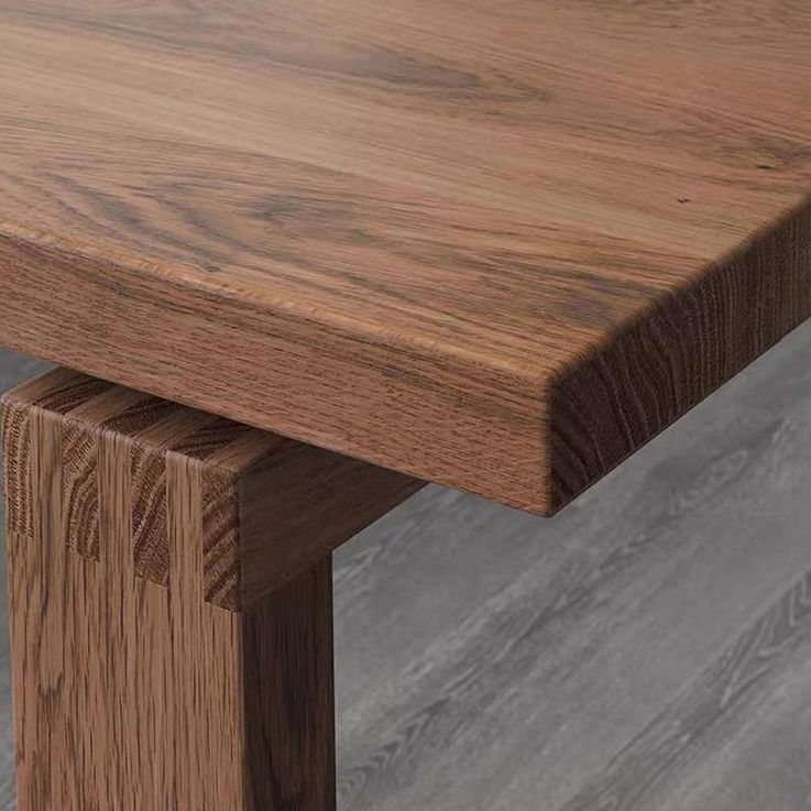 Contemporary Rectangle Shape Kitchen Dining Table Solid Wood Dining Table with Double Pedestal Bases