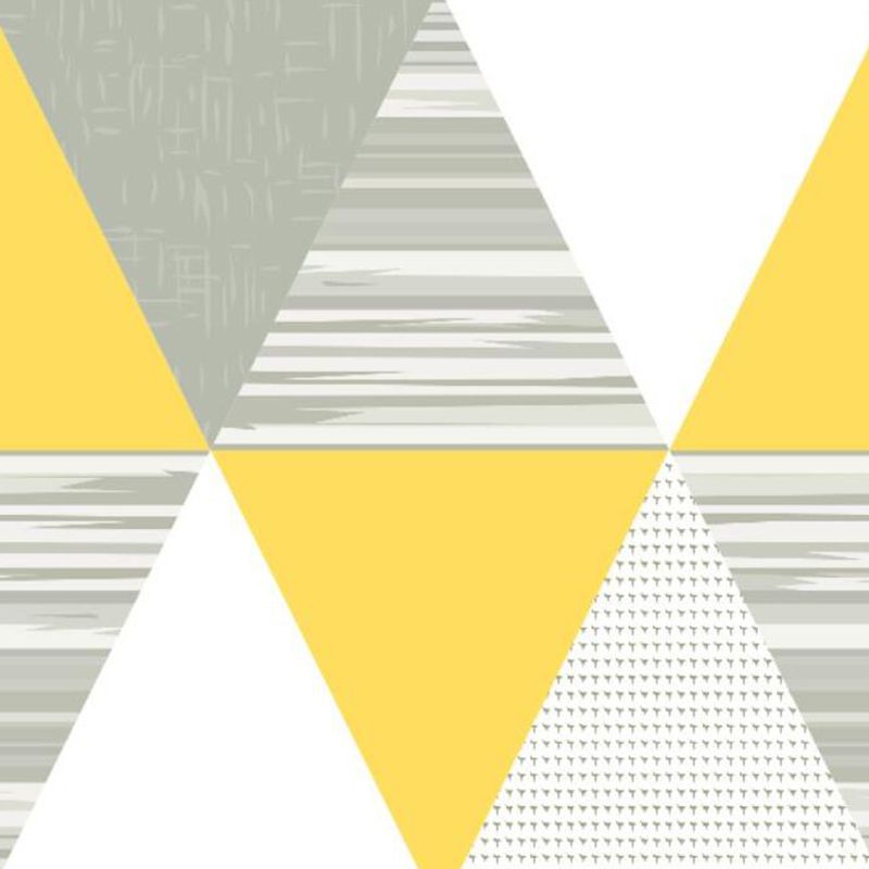 Large Triangle Patterned Mural Wallpaper Grey-Yellow Non-Woven Wall Art, Stain Resistant, Custom Print